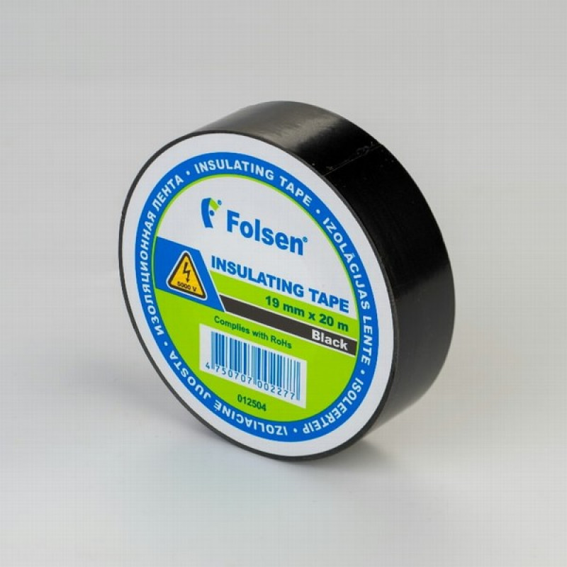 Izolācijas lente melna 19mm*20m Folsen(012504)