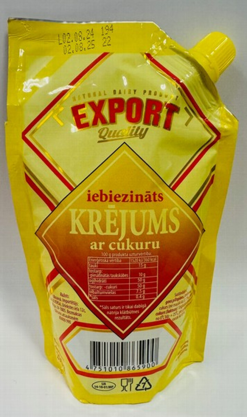 Iebiezināts krējums Export ar cukuru 290g STĀVPAKA (22.04.27) Ukraina
