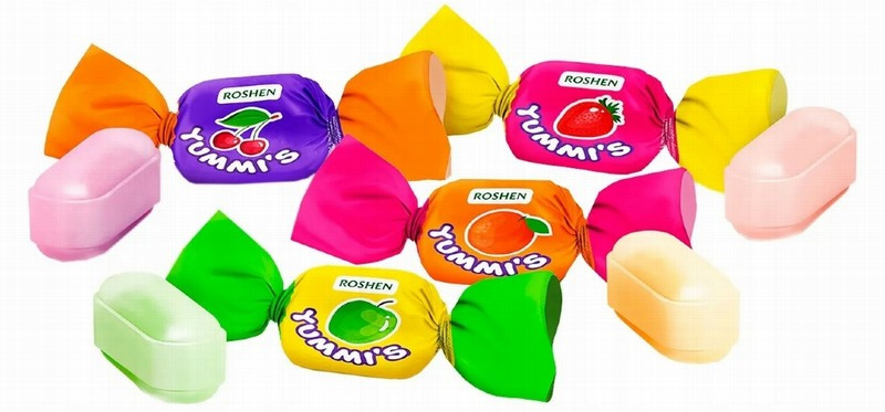 Īriss Roshen Yummi's toffee ar augļu garšas pildījumu 1kg (14.02.27) Ukraina