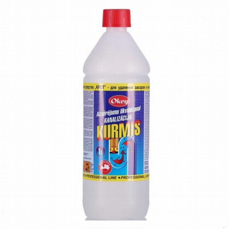 Kanalizācijas tīrīšanas līdzeklis Kurmis Okey 1L 1/12 (20.01.28) Latvija
