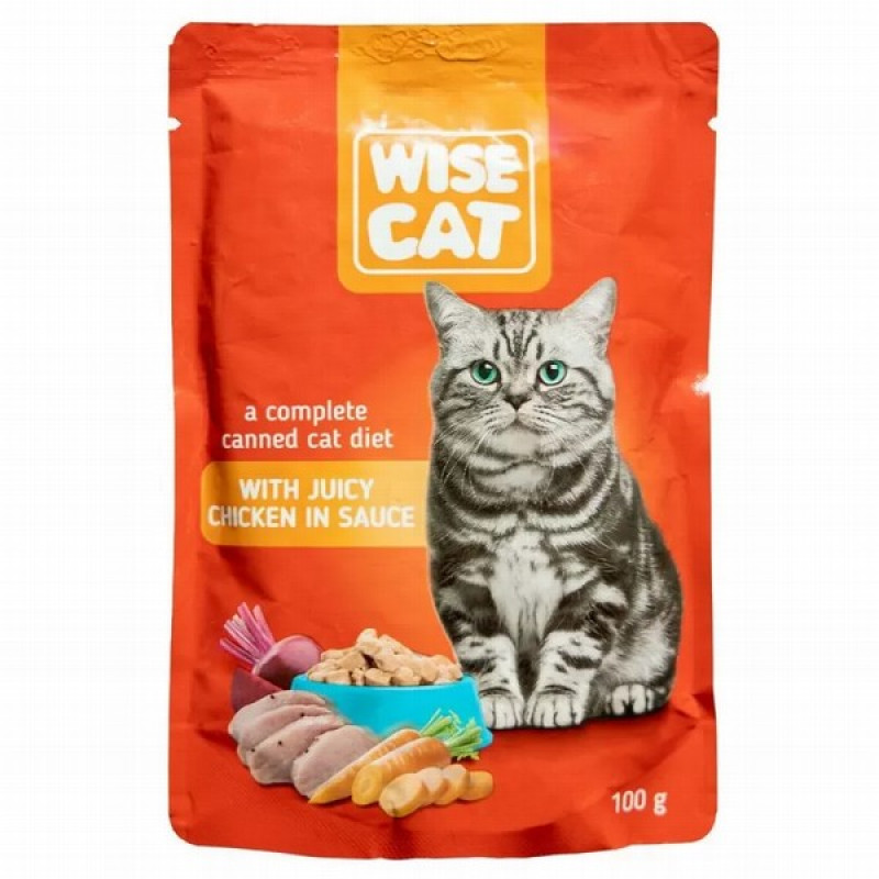 Kaķu konservi Wise Cat ar vistas gaļu 100g 1/24 (08.06.27)  Ukraina