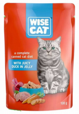 Kaķu konservi Wise Cat ar pīles gaļu 100g 1/24 (03.07.27) Ukraina