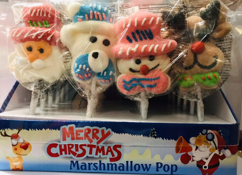 Zefīrs Marshmallow uz kociņa Merry Christmas 35g*24gb (Ziemassvētki)  (01.07.2026)  Ķīna