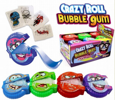 Košļājamā gumija Crazy roll + tattoo 15g*24gb (10.01.2027)  Ķīna