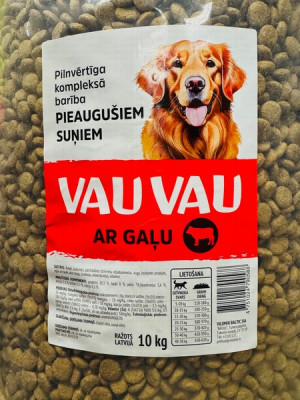 Suņu sausā barība VAU VAU ar gaļu 10kg (13.09.27) Latvija