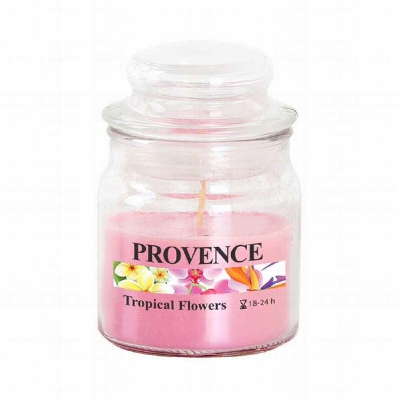 Svece aromātiska Tropical Ziedi stiklā 9cm 1/6 Slovēnija