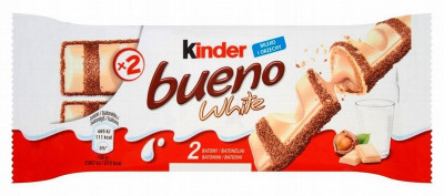 Šokolādes batoniņš Kinder Bueno White 39g 1/30 (24.12.26) Polija