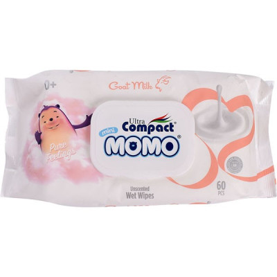 Mitrās salvetes bērniem Momo Compact ar kazas pienu 60gb 1/12 (07.10.28) Turcija