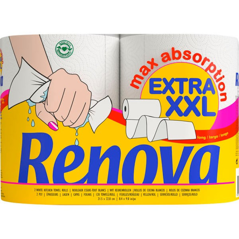 Papīra dvieļi Renova EXTRA XXL 2gb 2 slāņu 1/10 Portugāle