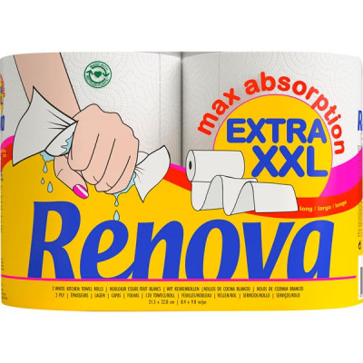 Papīra dvieļi Renova EXTRA XXL 2gb 2 slāņu 1/10 Portugāle