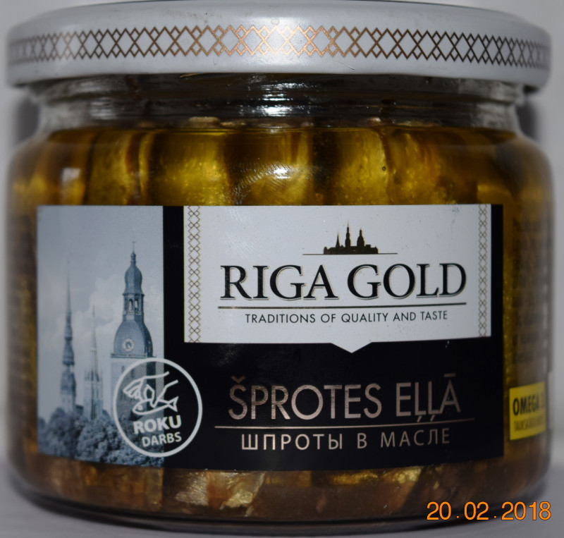 Šprotes eļļā stiklā 250g Rīgas Zelts 1/12 (20.10.29) Latvija