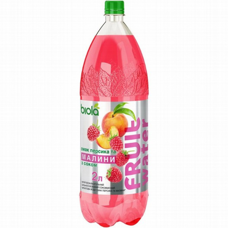 Limonāde Biola ar persiku un aveņu garšu 2L DEPOZĪTS 0.10eur 1/6 (16.01.27) Ukraina