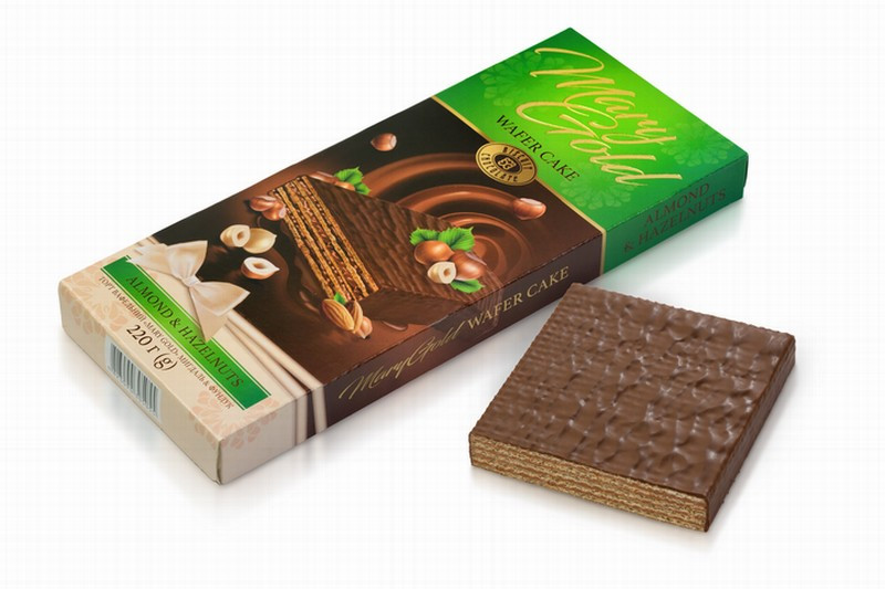 Vafeļu torte Mary Gold ar lazdu riekstiem 220g 1/5 (21.02.27) Ukraina