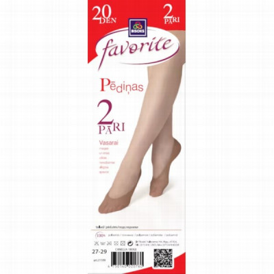 Pēdiņas sieviešu kaprona Bisoks beige 20DEN 2 pāri 23-25