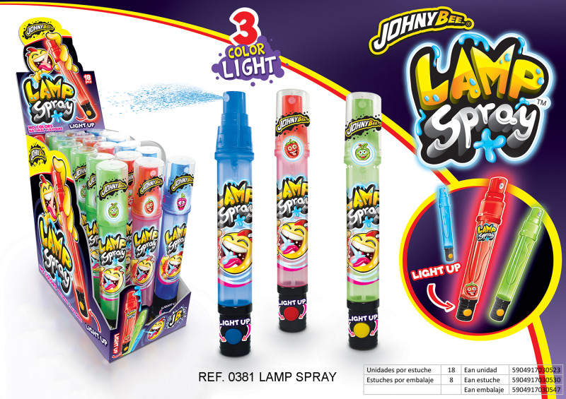 Šķidrā konfekte- sprejs ar lukturīti Johny Bee Lamp Candy 28ml 1/18 (25.05.28) Ķīna