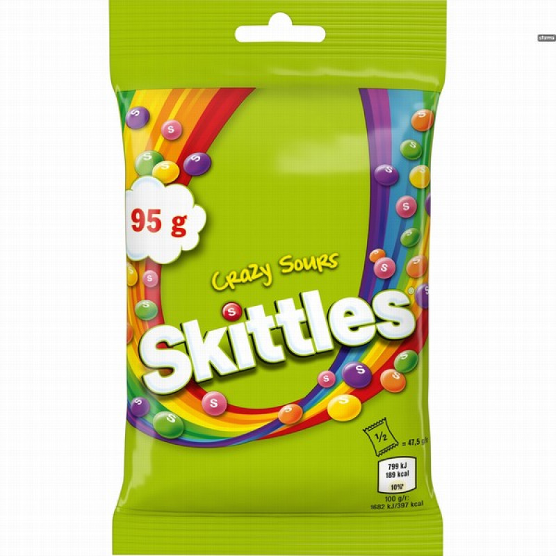 Dražejas Skittles Crazy sours 95g (03.08.27) Čehija