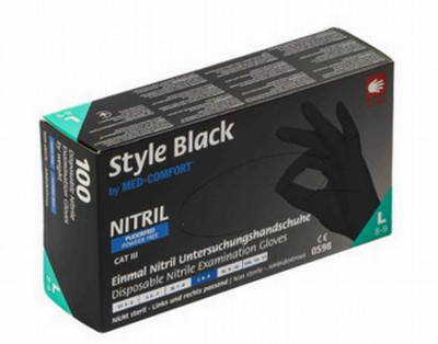 Cimdi Nitrila L izmērs bez pūdera 100gb Style Black (500384LBP-AM)