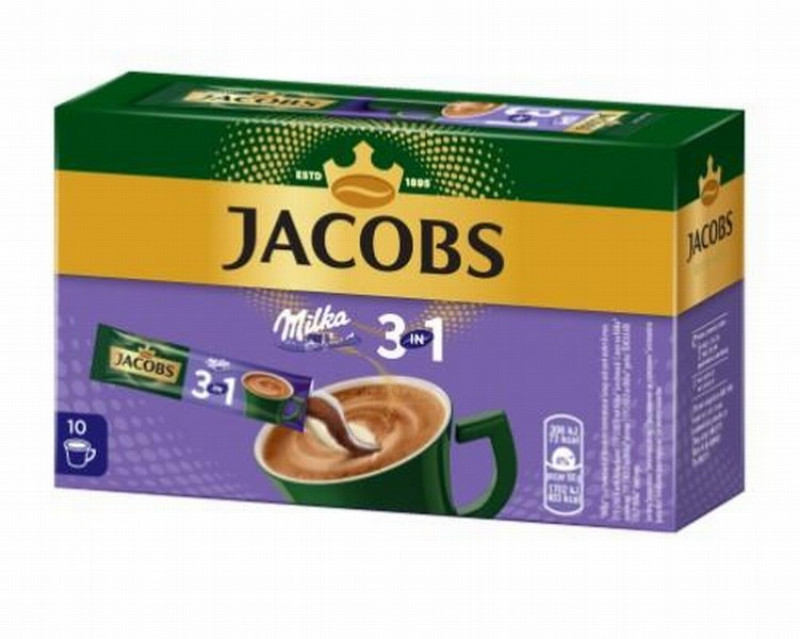JACOBS MILKA 3IN1 šķīstošā kafija 10x12.4g (03.04.27) Čehija