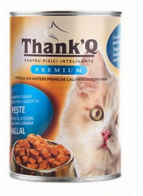 Kaķu konservu ThankQ Premium ar zivs gaļu 415g (06.08.27) Polija
