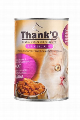 Kaķu konservu ThankQ Premium ar aknām 415g (29.05.27)Polija