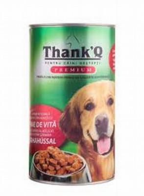 Suņu konservi ThankQ Premium ar liellopu gaļu 1.240kg 1/12(27.06.27)