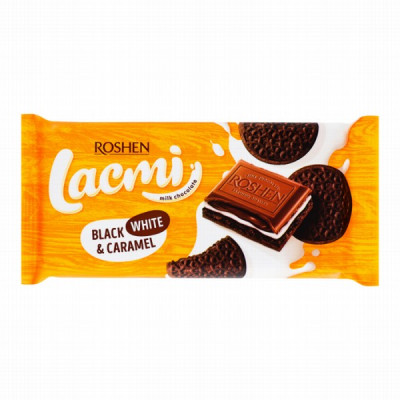 Šokolāde Roshen Lacmi black white caramel 100g (14.02.27) Ukraina