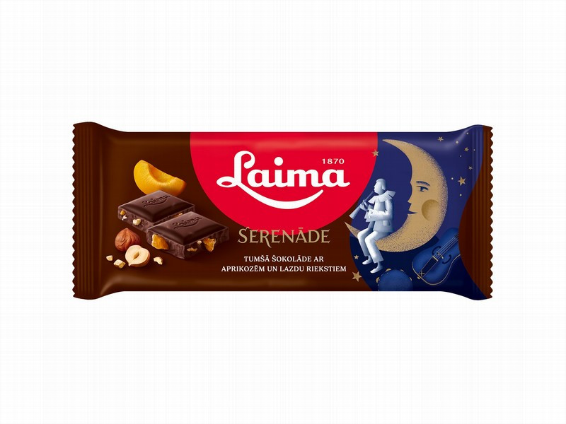 Šokolāde Laima Serenāde ar aprikozēm un lazdu riekstiem 90g 1/13 ((16.03.27)) Latvija