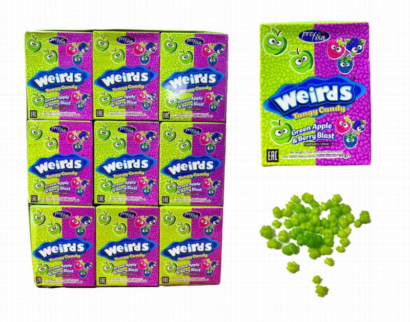 Dražejas Weirds  Green apple berry blast 45g*36gb (24.06.28) Pakistāna