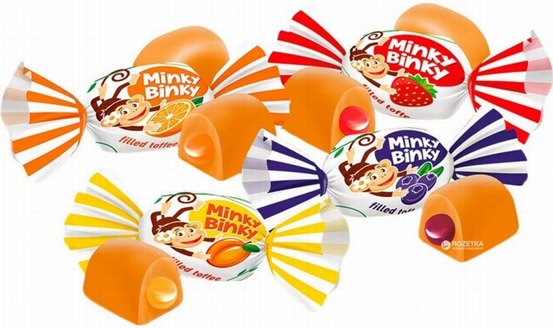 Īriss Roshen Minky-Binky ar želejas pildījumu 1kg (15.01.27) Ukraina