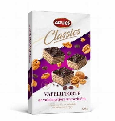 Adugs vafeļu torte ar valriekstiem un rozīnēm 320g 1/10 (30.03.27) Latvija