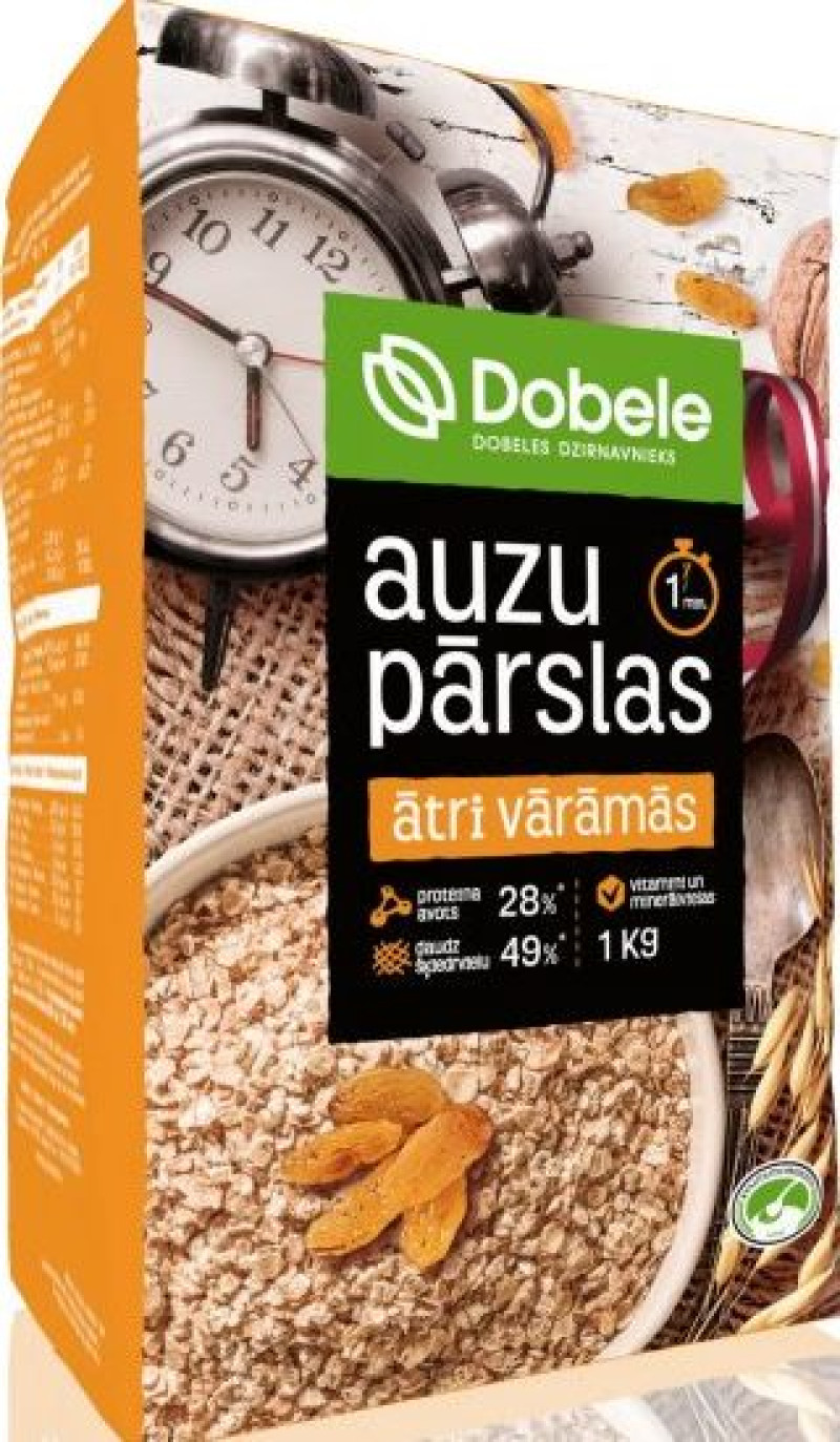 Auzu pārslas ātri vārāmās papīrā 1kg Dobele (14.06.27) Latvija