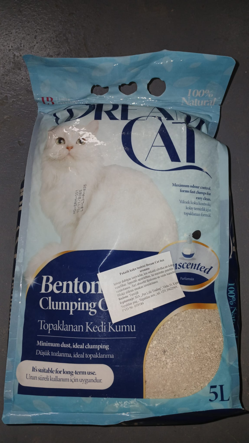 Cementējošās smiltis kaķiem Dream Cat natural 5l (02.02.29) Turcija