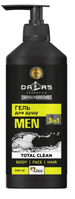 Šampūns- dušas gēls Dalas Total Clean vīriešiem 3in1 500ml (04.04.28) Ukraina