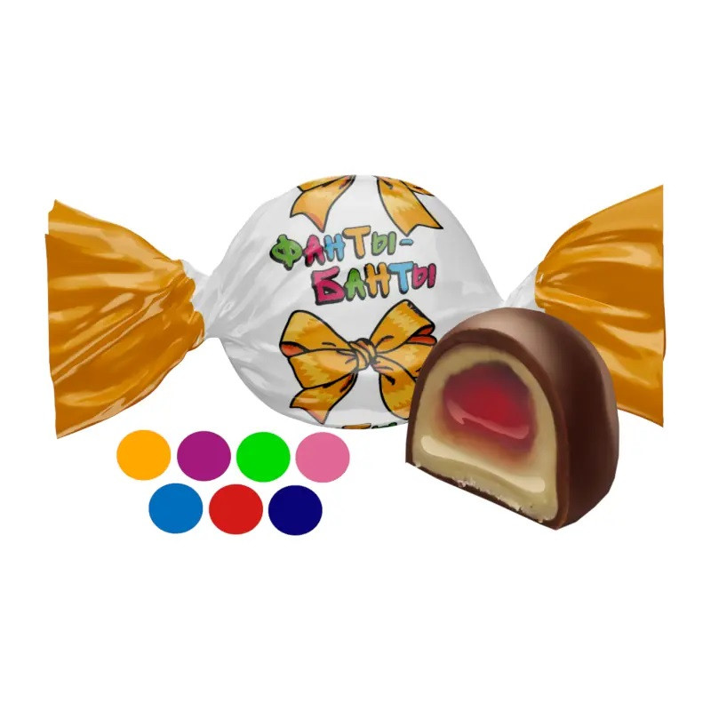 Konfektes glazētas ar īrisa aveņu pildījumu Fanty-Banty 1kg (1/4) (23.12.26) Krievija 
