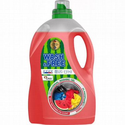 Universāls veļas mazgāšanas līdzeklis gēls WASH&FREE ARBŪZA 5L (03.02.29) Vācija