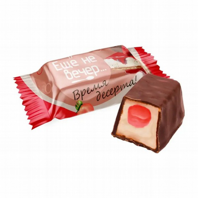 Glazētās konfektes "Vēl nav vakars" ar zemeņu siera kūku 500g 1/8 (28.11.26) Krievija