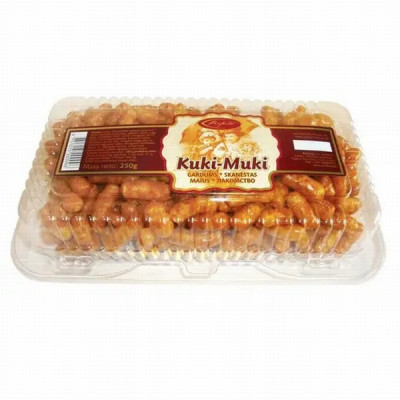 Gardums „Kuki Muki”- kukurūzas nūjiņas iebiezinātā piena- cukura karameles glazūrā 100g (05.04.27) L