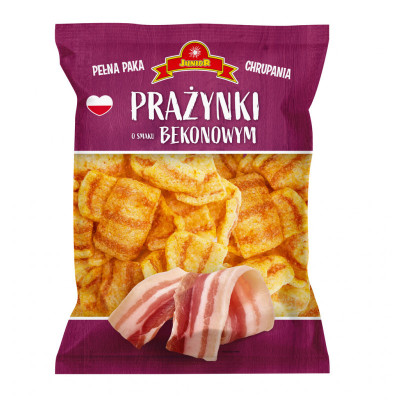Čipsi Junior kviešu uzkoda ar bekona garšu 120g 1/16 (24.02.27) Polija
