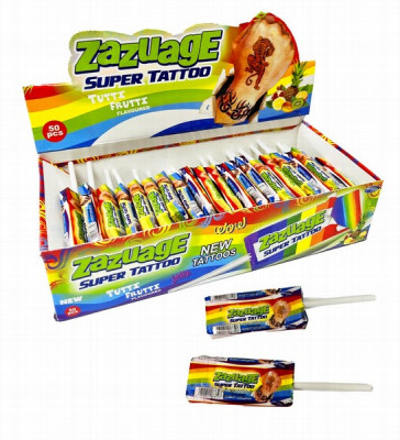 Mīkstais īriss uz kociņa Zazuage Tutti frutti super tattoo 50gb*11.2g (09.01.29) Brazīlija