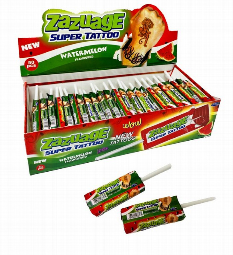 Mīkstā īriss uz kociņa Zazuage Watermelon Super Tattoo 50gb*11.2g (09.01.29) Pakistāna