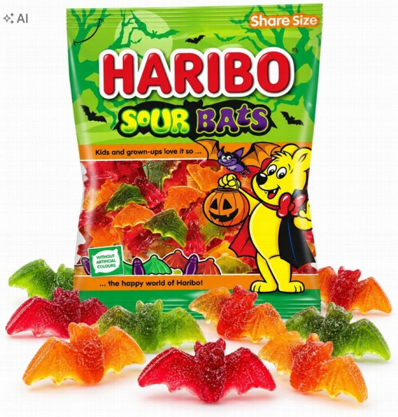 Želejkonfektes HARIBO Sour Bats 100g (31.10.27) Austrija