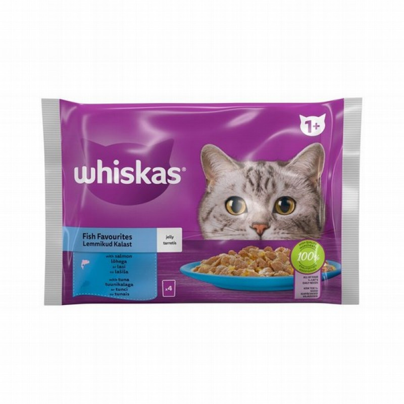 Kaķu konservi Whiskas 4*85g zivju izlase(08.04.25)