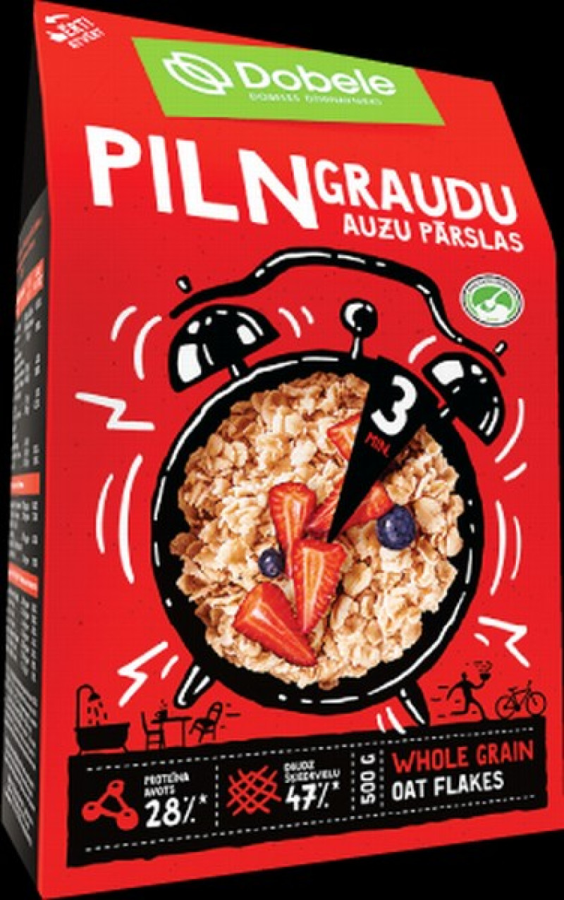 Auzu pārslas pilngraudu kartonā 500g Dobele 1/10 (02.09.2027) Latvija LABA CENA!