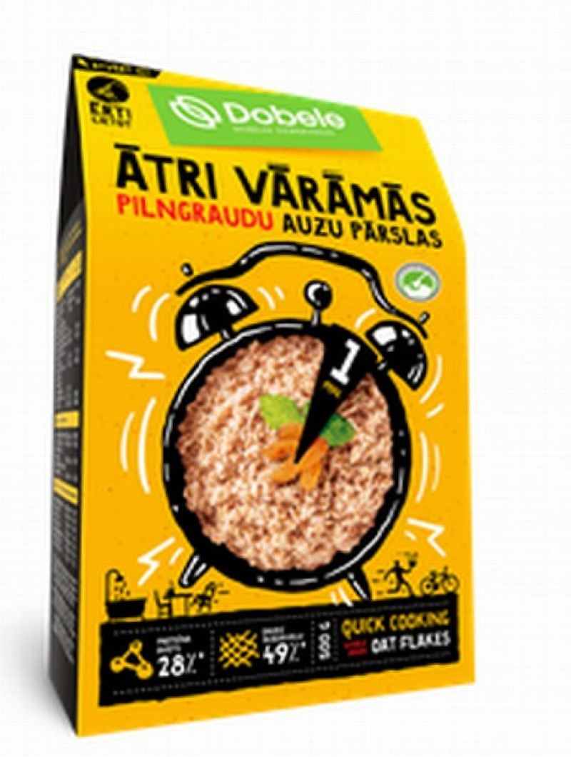 Auzu pārslas ātri vārāmās pilngraudu kartonā 500g Dobele 1/10 (13.04.27) Latvija