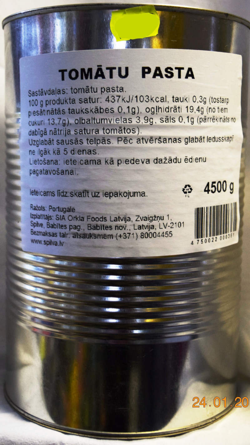 Tomātu pasta Spilva 4.5kg (07.10.27) Latvija