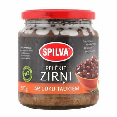 Pelēkie zirņi ar cūku taukiem Spilva 570g (.3.06.2029) Latvija