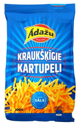 Čipsi Ādažu Kraukšķīgie kartupeļi sāļie 100g 1/28 (01.03.27) Latvija