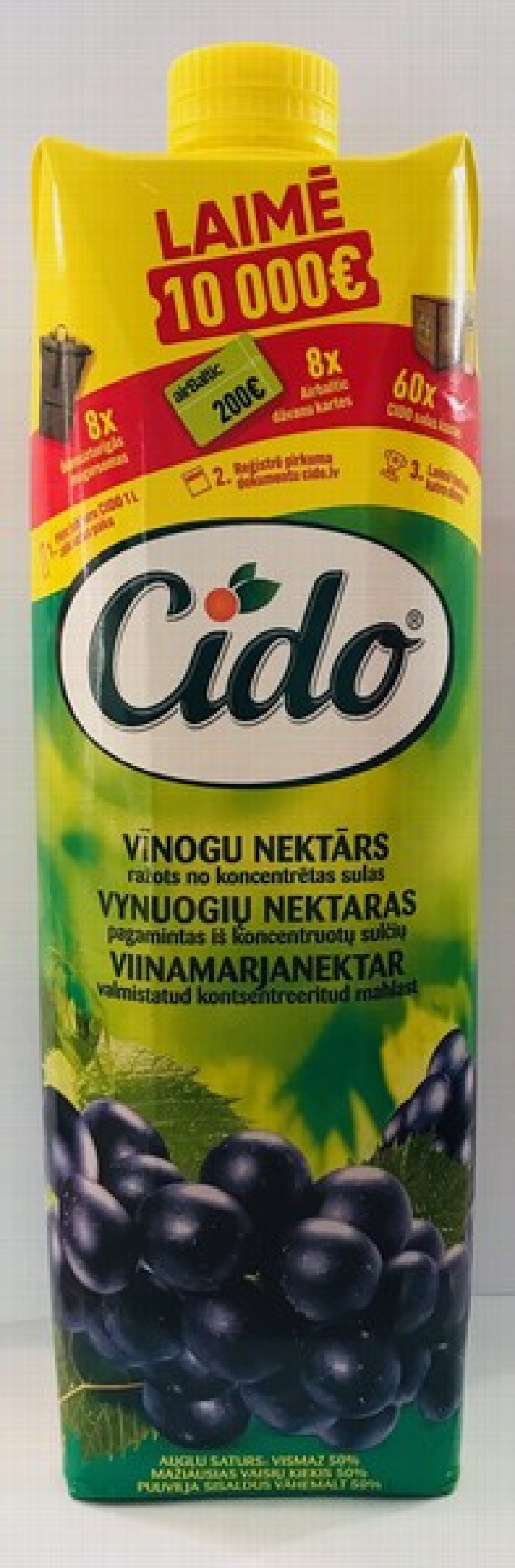 Sula Cido Vīnogu nektārs 1L 1/15 (26.08.27) LABA CENA Latvija