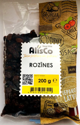 Rozīnes Sultana Alis 200g 1/12 (21.04.27) Ķīna LABA CENA