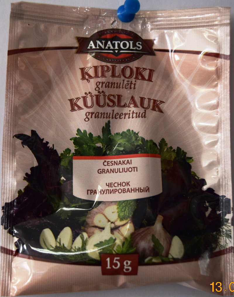 Garšviela Anatols ķiploki granulēti 15g 1/25 (11.27) Latvija